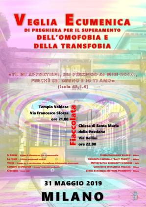Manifesto della Veglia e della fiaccolata per il superamento dell’omotransfobia di Milano del 31 maggio 2019